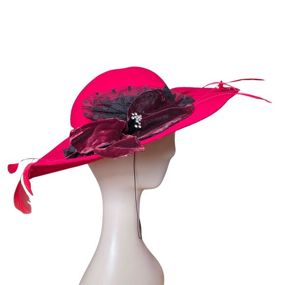 VTG Bollman Red Doeskin Felt Hat 100% Wool - Picture 1 of 11